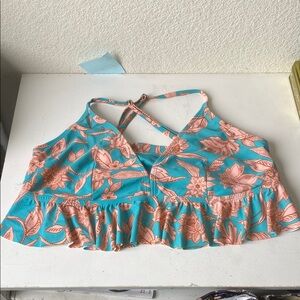 Floral Teal and Peach Women's Top
